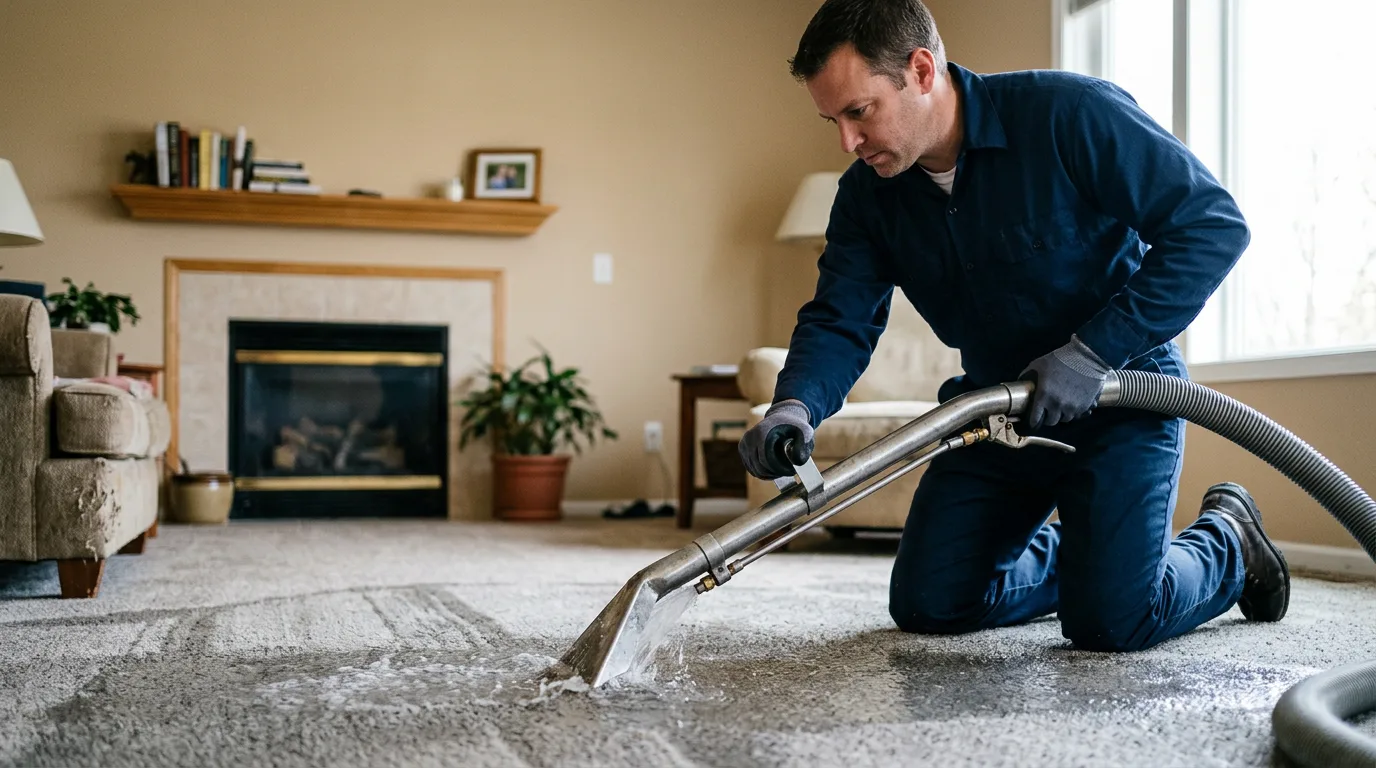 Water damage restoration technician working near Brainard, NY